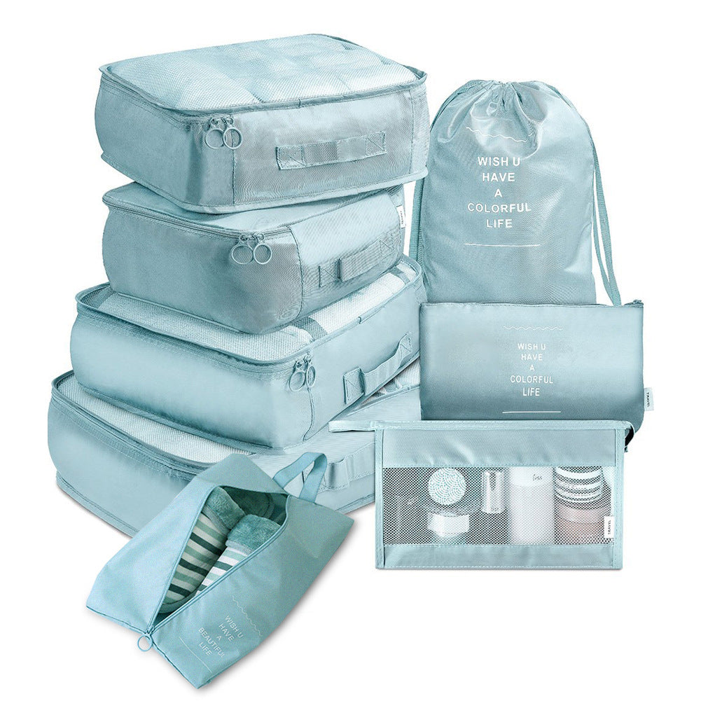 Sky Blue 8-Piece Travel Packing Organizer Set