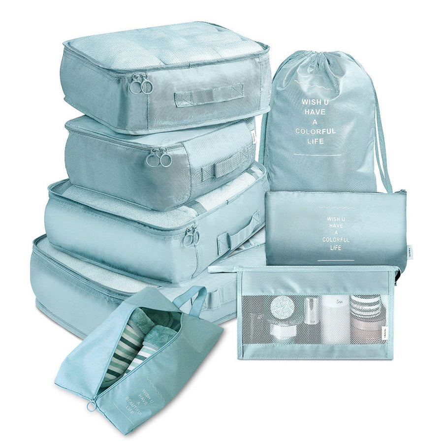 Sky Blue 8-Piece Travel Packing Organizer Set